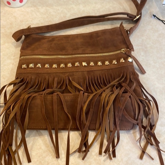 Handbags - Brown Fringe Crossbody Bag, 11” x 11”, Adjustable Straps, NWOT